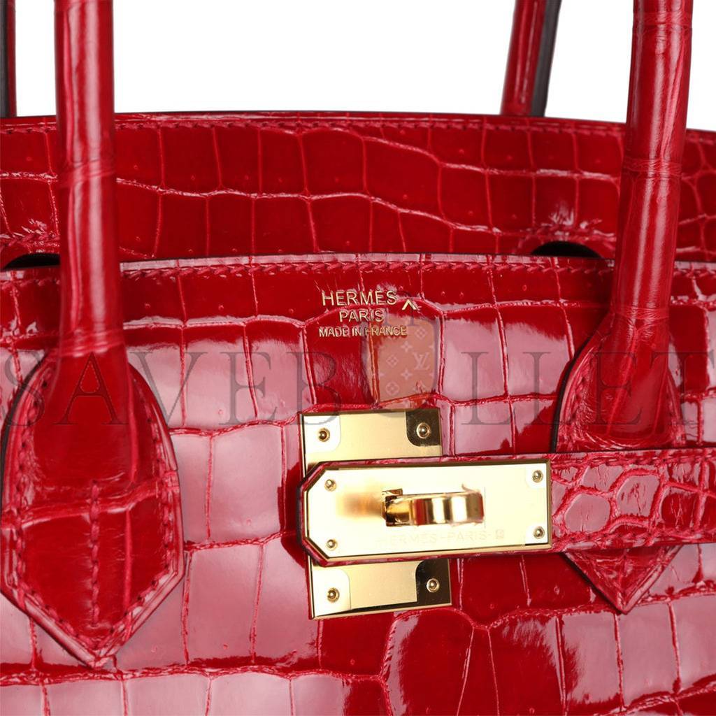 H**mes birkin 30 braise shiny porosus crocodile gold hardware (30*22*16cm)